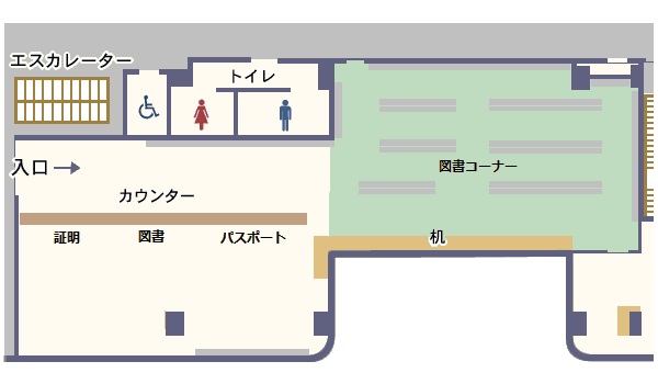 高崎駅市民サービスセンター図書コーナーの館内図